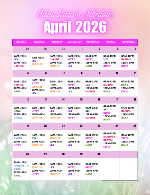 April Schedule 2026-2